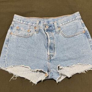 Levi's Light Blue Striped Jean Shorts